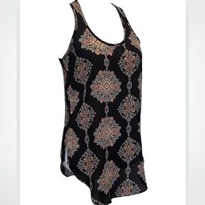 Mossimo Black Abstract Tunic Racerback Tank Top Women’s Size XS